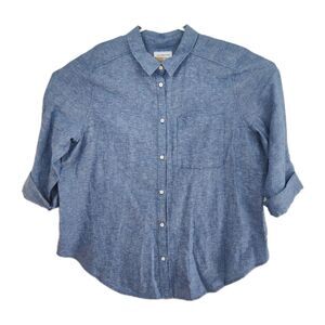 Liz Claiborne women's button-up shirt, XXL, long sleeves, medium blue